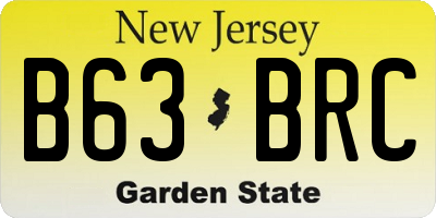 NJ license plate B63BRC