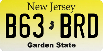 NJ license plate B63BRD