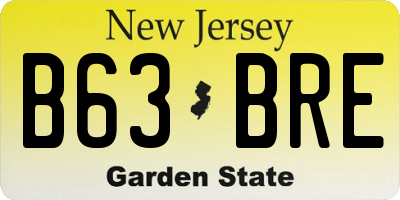 NJ license plate B63BRE
