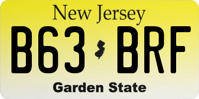 NJ license plate B63BRF