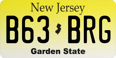 NJ license plate B63BRG