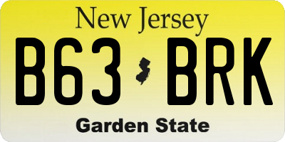 NJ license plate B63BRK