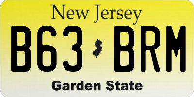 NJ license plate B63BRM
