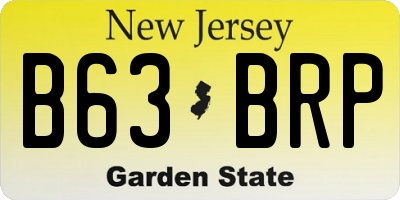NJ license plate B63BRP