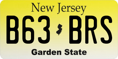 NJ license plate B63BRS