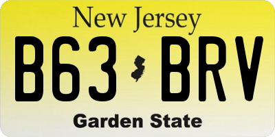 NJ license plate B63BRV