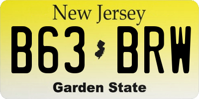 NJ license plate B63BRW