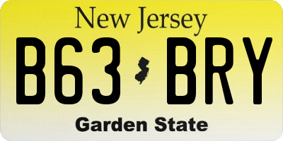 NJ license plate B63BRY