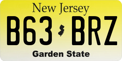 NJ license plate B63BRZ