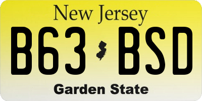 NJ license plate B63BSD