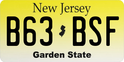 NJ license plate B63BSF