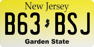 NJ license plate B63BSJ