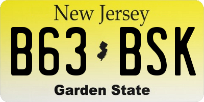 NJ license plate B63BSK