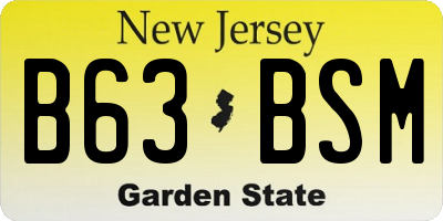 NJ license plate B63BSM