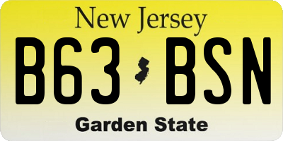 NJ license plate B63BSN