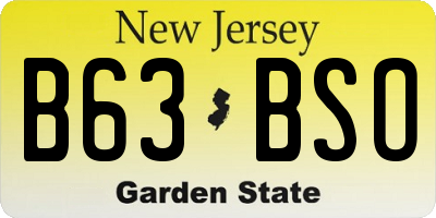 NJ license plate B63BSO