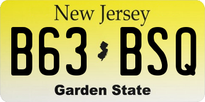 NJ license plate B63BSQ