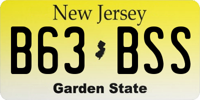 NJ license plate B63BSS