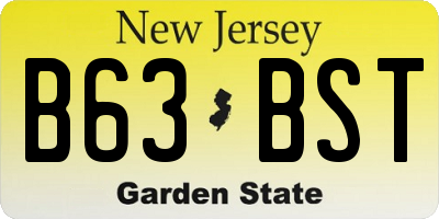 NJ license plate B63BST