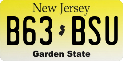 NJ license plate B63BSU