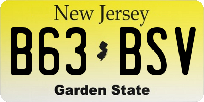 NJ license plate B63BSV