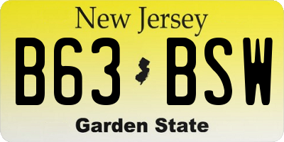 NJ license plate B63BSW