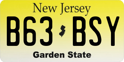 NJ license plate B63BSY
