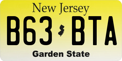 NJ license plate B63BTA