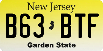 NJ license plate B63BTF