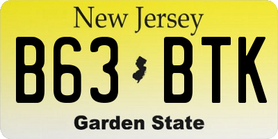 NJ license plate B63BTK