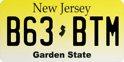NJ license plate B63BTM