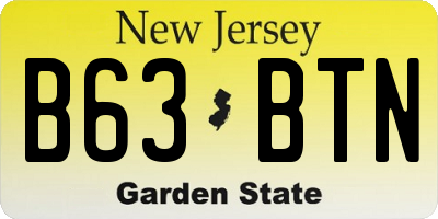 NJ license plate B63BTN