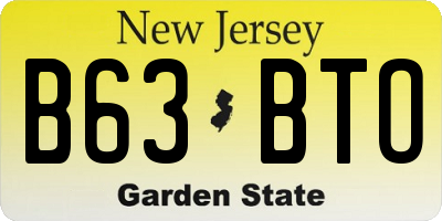 NJ license plate B63BTO