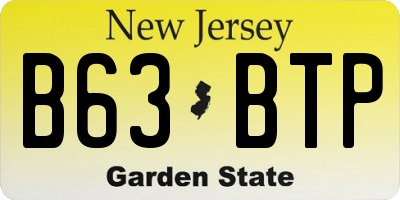 NJ license plate B63BTP