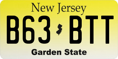 NJ license plate B63BTT