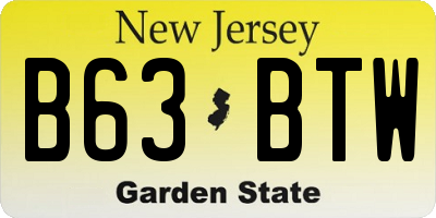 NJ license plate B63BTW