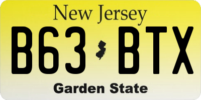 NJ license plate B63BTX