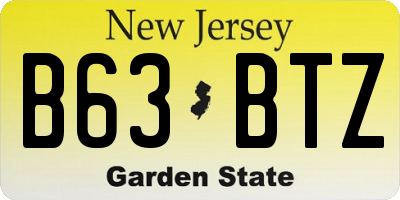 NJ license plate B63BTZ