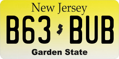 NJ license plate B63BUB