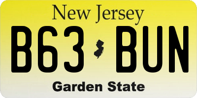 NJ license plate B63BUN