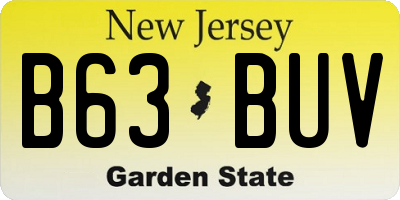 NJ license plate B63BUV