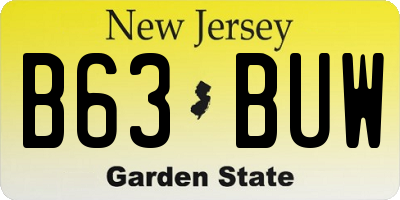 NJ license plate B63BUW