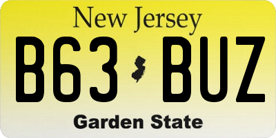 NJ license plate B63BUZ