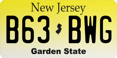 NJ license plate B63BWG
