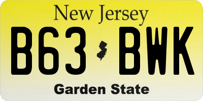 NJ license plate B63BWK