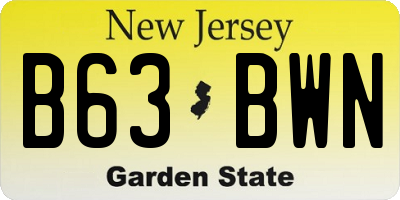 NJ license plate B63BWN