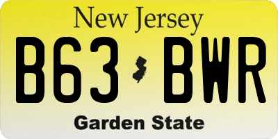 NJ license plate B63BWR