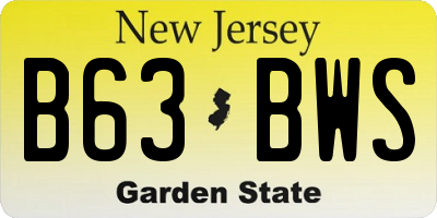 NJ license plate B63BWS