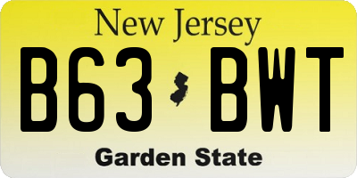 NJ license plate B63BWT