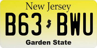 NJ license plate B63BWU